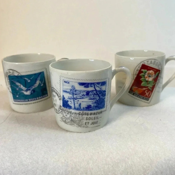 Set 3 Barat Limoges France Stamp Print Demitasse Espresso Cups 2 Inch Zurich - Picture 1 of 14